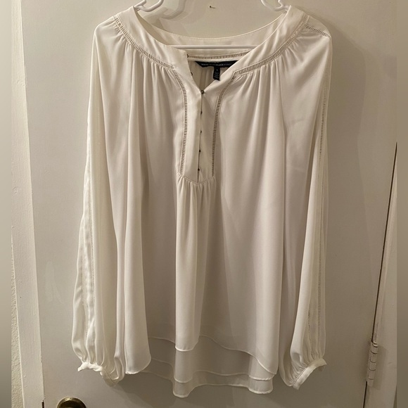 White House Black Market Tops - White House Black Market Ivory Peasant Blouse Size 8 Boho Long Sleeve
